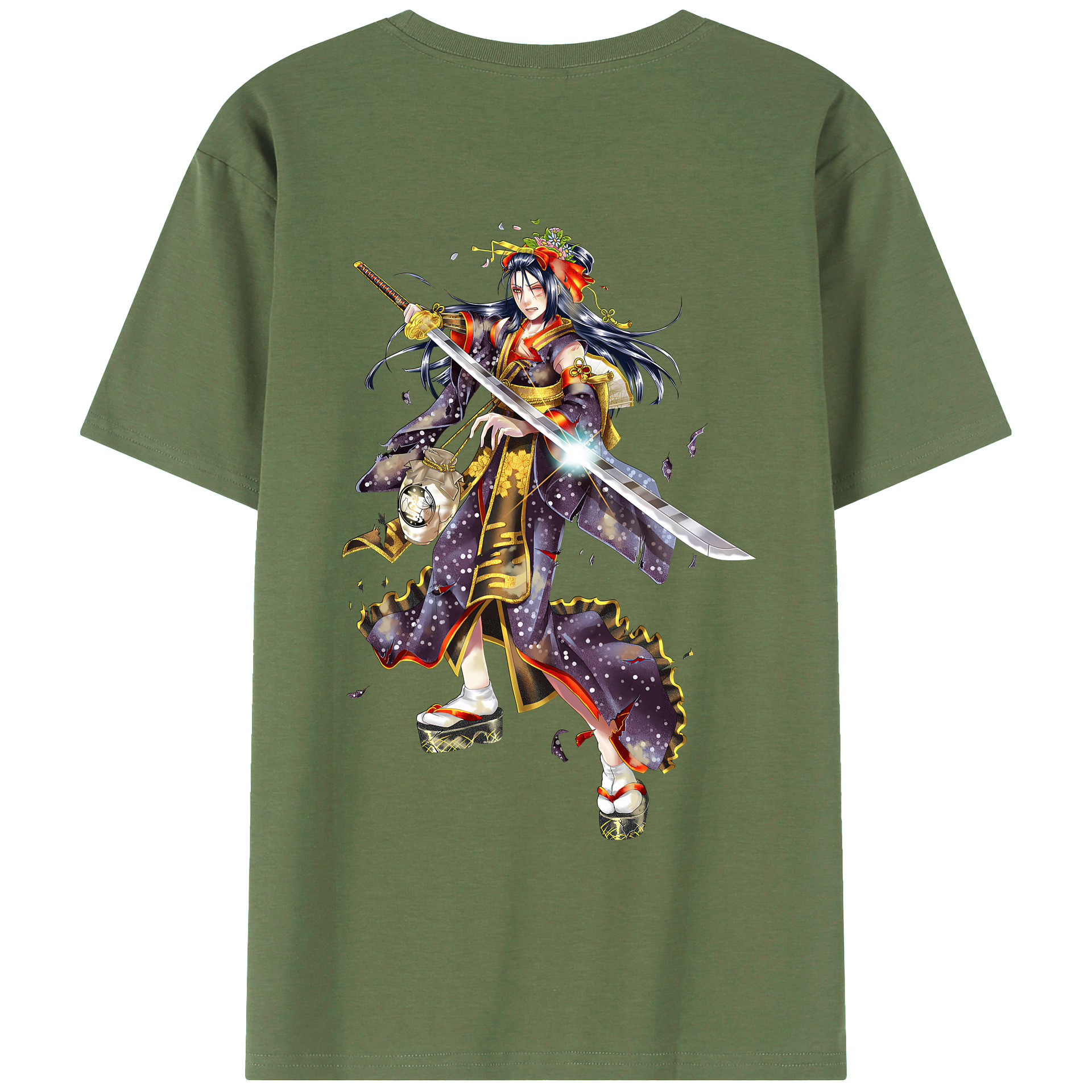 （画像用） 刀剣乱舞 Touken Ranbu 綿100％ メンズ半袖Tシャツ（バックプリント） 通気性